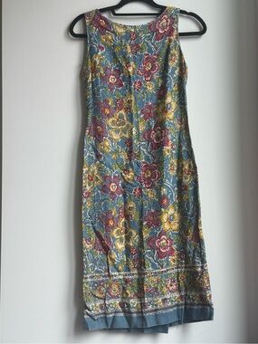 Vintage 60s Hawaiian Block Print Cotton Shift Dress